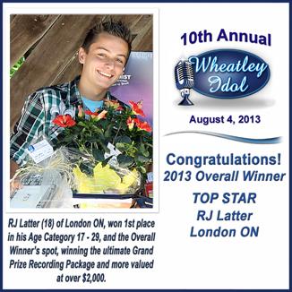 Wheatley Idol 2013 | Season 10 Winner Overall winner R J Latter of London